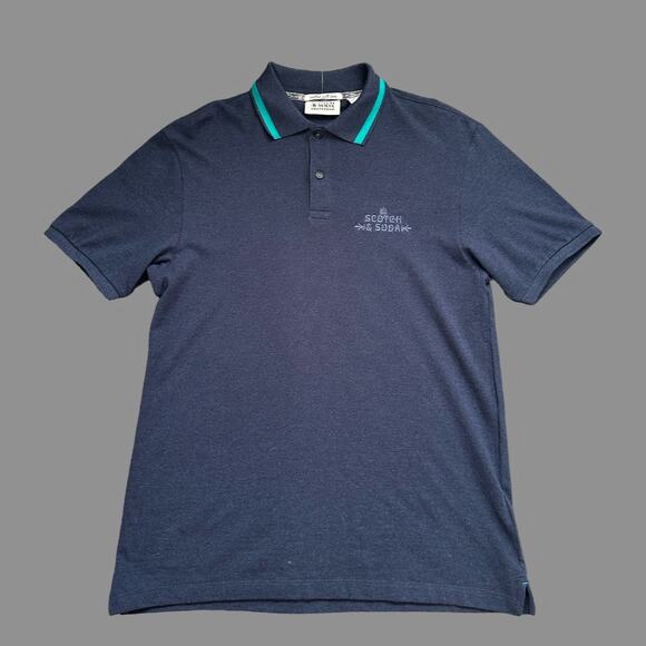 Scotch & Soda Night Heather Faded Navy Mens SS Polo Size S NWT - Picture 1 of 8